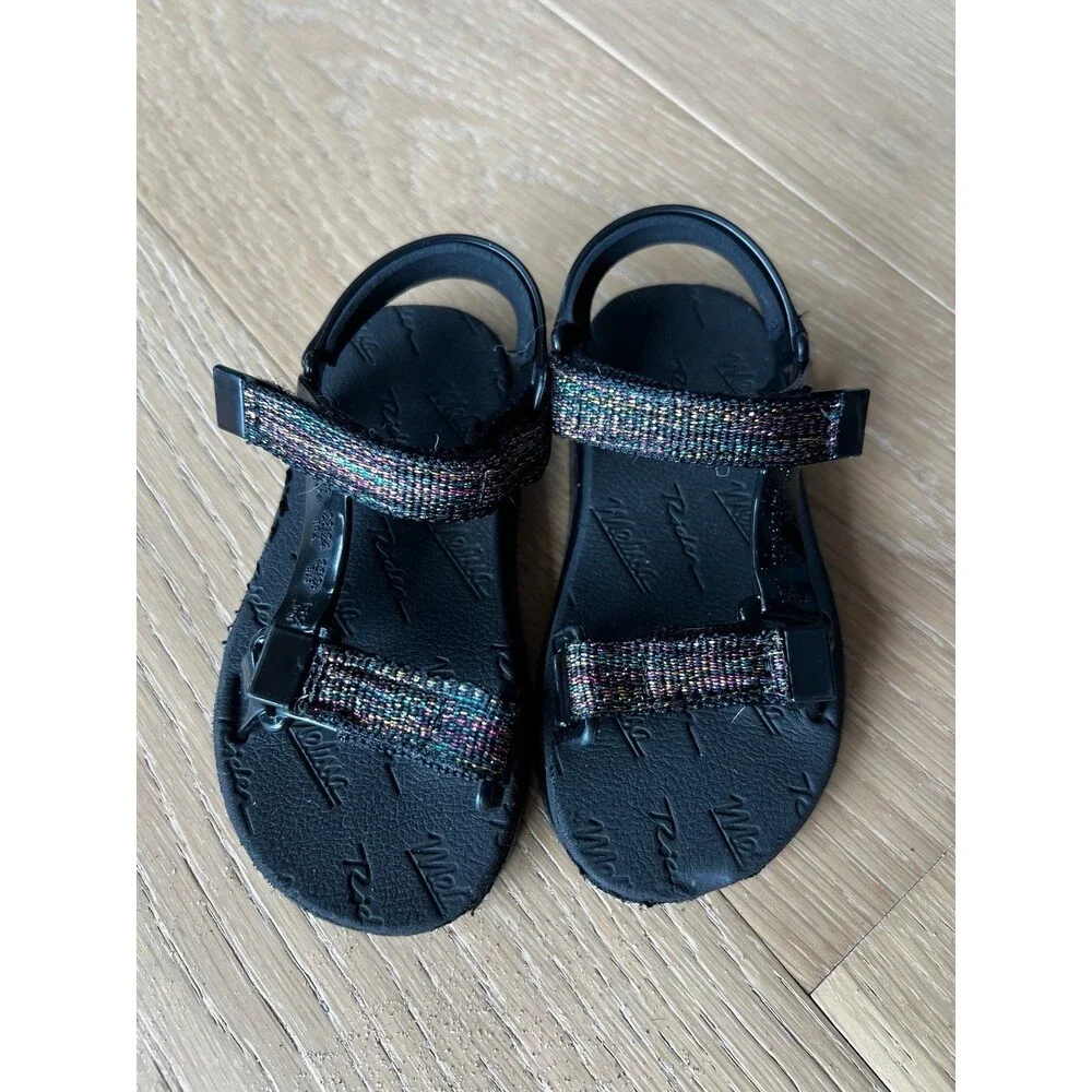 Mini Melissa Rainbow Metallic Black Jelly Gladiator Sandals Toddler Girls sz 9c